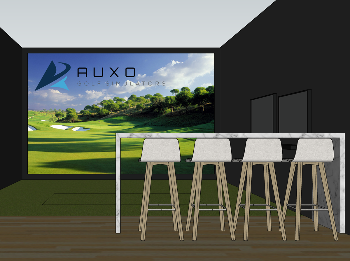 Rendering of a home golf simulator