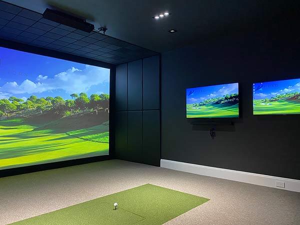 Photo of a professional golf simulator installation